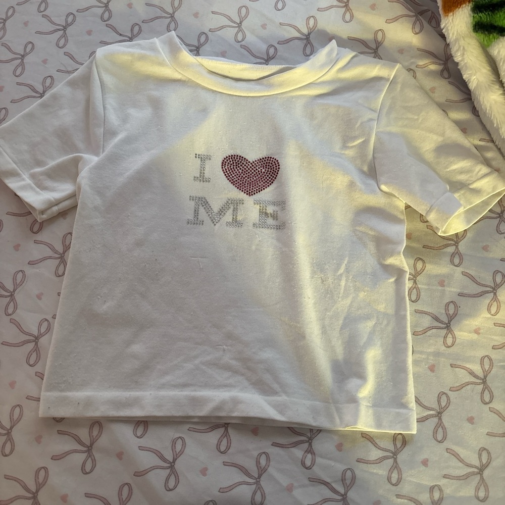 White Kids T-Shirt with Heart Design